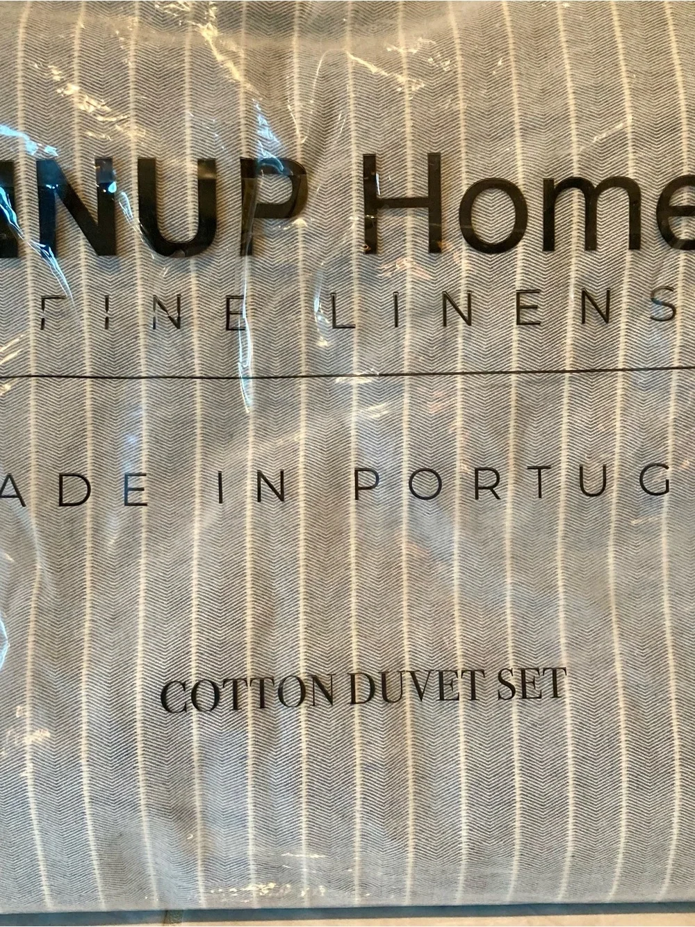 NWT INUP Home Gray Stripe Cotton Duvet Set - King